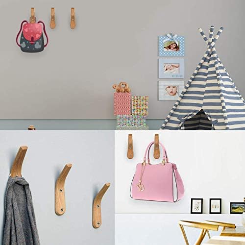 SOONHUA Wooden Coat Hooks,2-pack Wooden Hook,Wall Mounted Clothes Hooks Coat Pegs Natural Beech Wood Hooks Hat Towel Organizer Hanger for Bedroom,Entryway,Kitchen,Bathroom