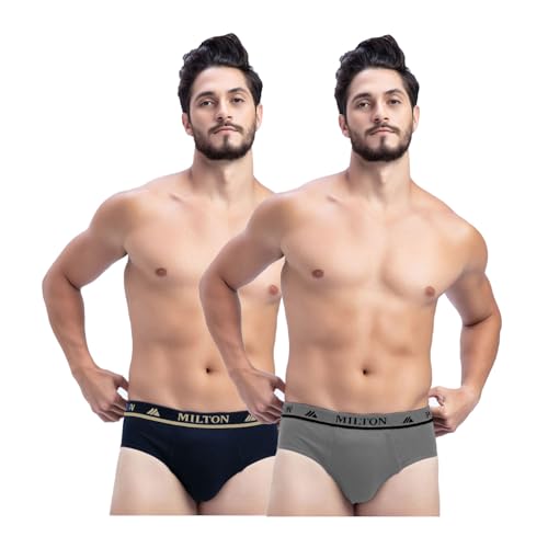 Image of Milton Mens Pure Cotton Solid Briefs|Soft Breathable Underwear for Men|Outer Elastic Comfort Fit Waistband|Skin-Friendly Essentials|Multi-Color, Color Name May Vary as per Availability|Pack of 2