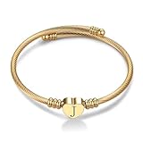 Chili Jewelry Initial J Letter Heart Gold Cuff Bracelets Expandable for Women Capital Name