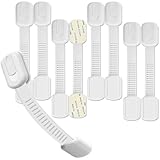 Hion 8 Stück Kindersicherung für Schrank und Schubladen, Schubladensicherung für Baby und Kinder für Tür Schränke Kühlschrank, Schrankschloss mit Kleber ohne Bohren - Weiß