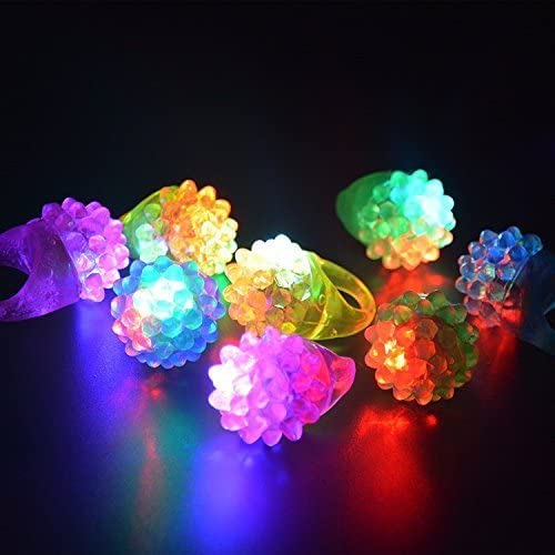 C&H Solutions 18 ct Novelty Flashing LED Bumpy Rings Blinking Soft Jelly Glow Party, Even