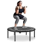 VEVOR Foldable Mini Trampoline, 40 Inch Fitness Rebounder, Max Load 330 lbs Exercise Trampoline, Stable & Quiet Indoor/Outdoor Workout, Adults