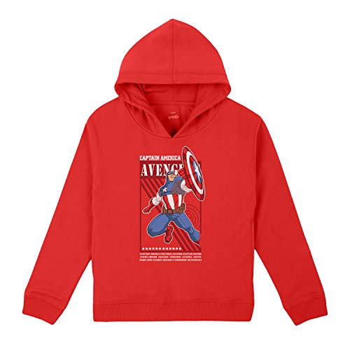 Image of Kidsville Captain America Printed Regular Fit Red Poly Cotton Boy's Sweatshirt