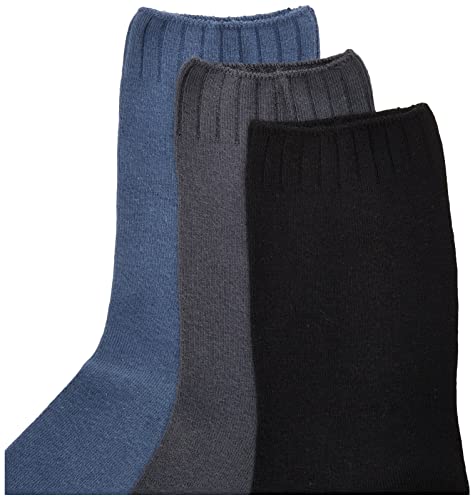 Hue Womens Loafer Crew Socks, 3 Pair Pack Casual Socks, Denim/Graphite/Blk, One Size Us #TOP1