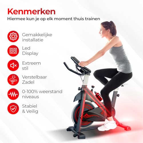 Lugia Hometrainer - Fitness Fiets - Led Display - Verstelbaar Zadel - 0-100% weerstand niveaus - Hartslagfunctie - Max 130kg - Extreem Stil - Afbeelding 3
