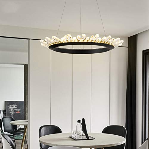 Éclairage de en cristal moderne rond avec éclairage tricolore 80 cm