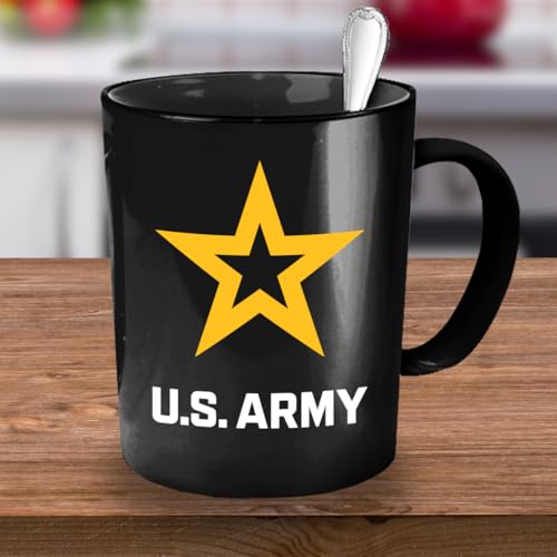 Taza de Café U.S. Army con Logo Estrella Dorada Negro 11oz miniatura 6
