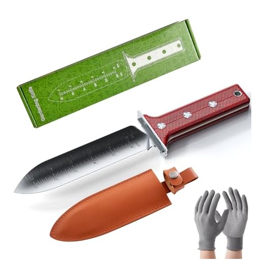 AKAKD Japanese Hori Hori Garden Knife - Stainless Steel Gardening Knife Tool,Soil Knife for Gardening With Sheath,Serrated Side Weeding Knife for Gardening Garden Digging Tools,Gifts for Gardeners