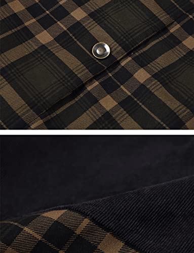 Haellun Men's Long Sleeve Sherpa Lined Shirt Jacket Flannel Plaid Fleece Coats - image 6