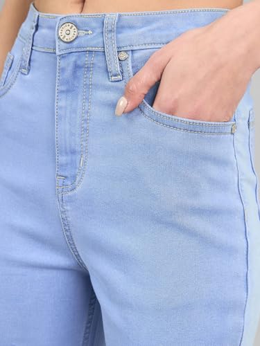 Image of Style Quotient Women Tinted Blue HIGH Rise Straight FIT Jeans