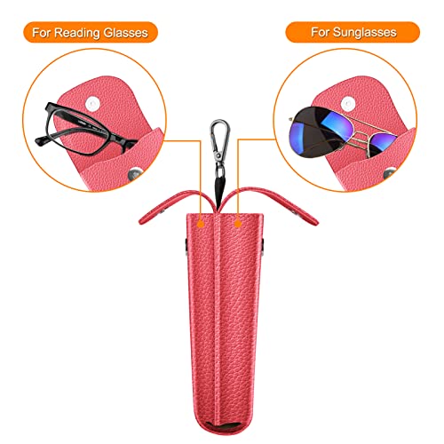 Image of FINTIE Double Glasses Case with Carabiner Hook, Portable Vegan Leather Eyeglass Case Anti-scratch Sunglasses Pouch