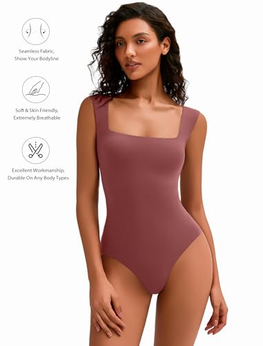 Image of Avidlove Bodysuits for Women Square Neck Body Suit Double Lined Tank Top Bodysuit Soft