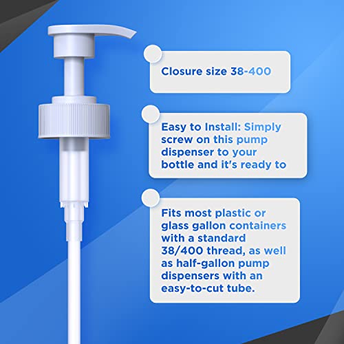 Gallon Pump Dispenser for Glass Jugs or Plastic Bottles - Compatible with Listerine Pump 1-1.5L Bottle Heavy-Duty Industrial Grade for Syrup, Soap, Condiments, Detergent - Pack of 2 White Pumps by kitchentoolz - Image 6