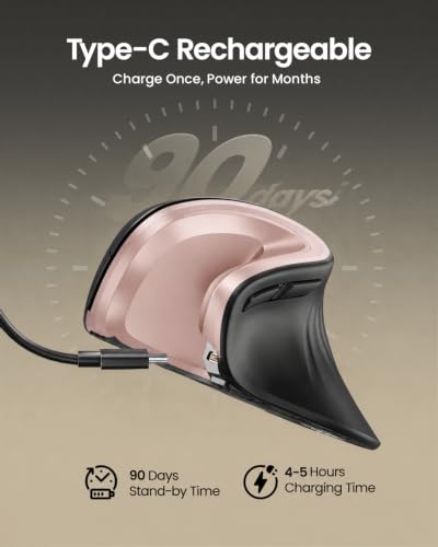 Image of ProtoArc EM11 NL Wireless Ergonomic Mouse, Rechargeable, Black Pink