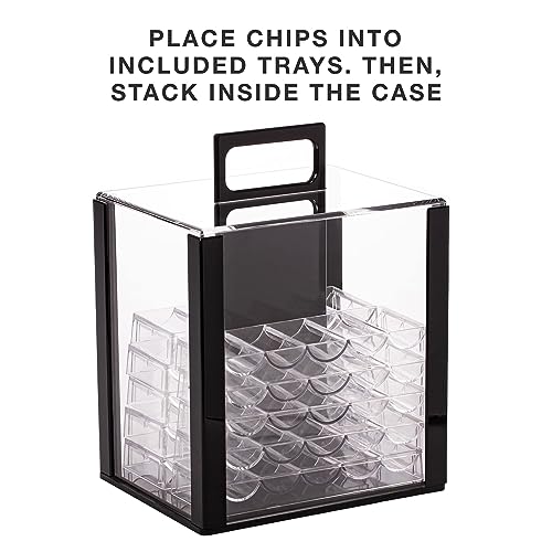 Brybelly Poker Chips 1000 Chips Set with Acrylic Case - Heavyweight 14g Poker Chips Set with 10 Removable Trays and 11" x 12" x 15" Portable Case - 8 Stripe Textured Inlay Casino Chips by Brybelly - Image 6
