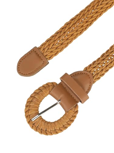 Allegra K Women PU Leather Braided Waist Belt Plus Size Skinny Belt for Dress Pants with Pin Buckle2