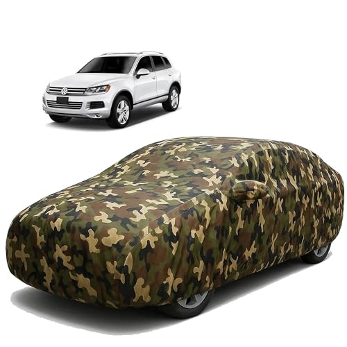 Image of Sulfar 100% Waterproof Car Body Cover Compatible with Mirror for Volkswagen Touareg with Long Lasting Durable Material (Triple Stitched, Full Bottom Elastic, Camouflage Army)