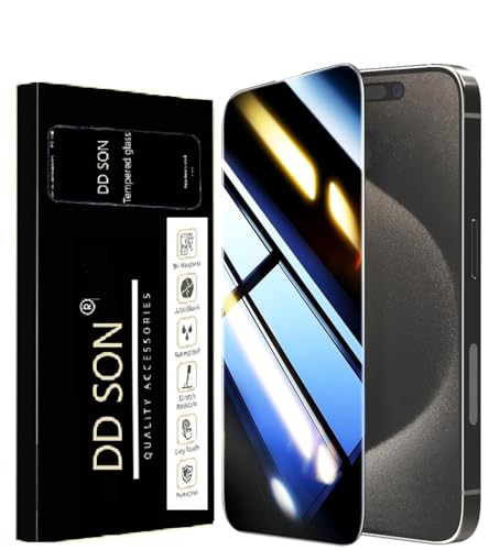 Image of DD SON Military Grade 360 Degree Privacy Tempered Glass for iPhone 15 Pro Max (6.7 Inch) Anti-Spy Screen Protector with Accessories Kit, Shatterproof & Scratch Resistant Screen Guard