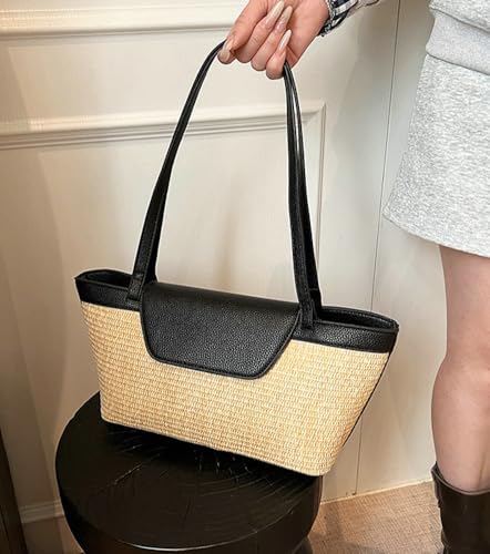 Women Straw Tote Bags Purse Woven Handmade Weaving Summer Shoulder Handbags for Travel Beach3