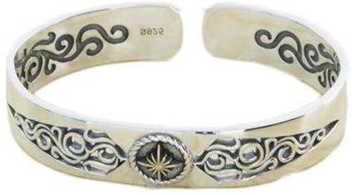 Bracelet motif tang herbe en argent 925 style indien rétro pour couple