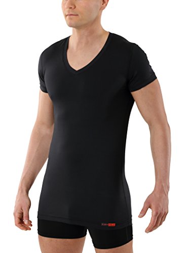 ALBERT KREUZ Camiseta Interior Negra para Hombre de Tejido técnico algodón-Coolmax® - antisudor, Piel Seca - de Manga Corta y Cuello de Pico XL Cover