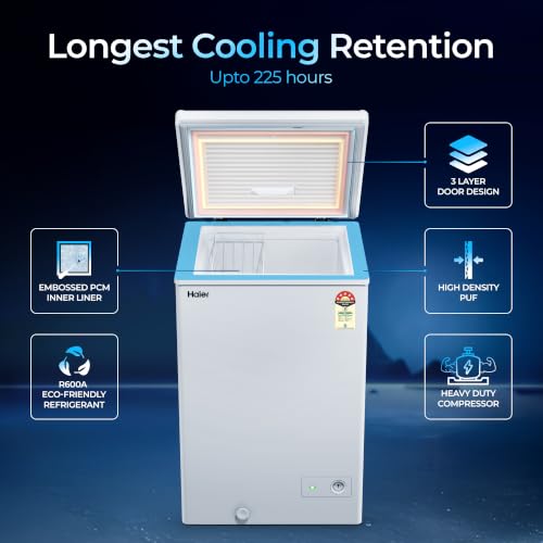 Image of Haier HFC-175SPW5, 5 Star (2026 Star Rating) Single Door Convertible Deep Freezer, Heavy Duty Compressor with inside metal Liner, Compact Design with Removable Gasket (White 146L)