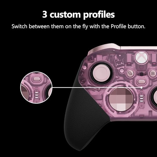 Image of Xbox Wireless Gaming Controller | Elite Series 2 Core | Translucent Pink | Consoles, PCs, TVs, mobile, and more | Adjustable Thumbsticks | Trigger Locks