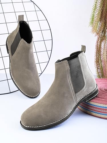 Image of STANPHORD Men's Pacecore Slip-On Boots Block-Heel Chelsea Solid High Top Regular Casual Shoes Without Laces | Perfect for Parties, Outdoor, Trekking, Office