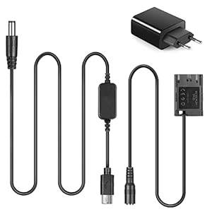 ACK-E6 USB-C Netzteil DR-E6 Dollständig Dekodiert DC-Koppler PD Adapter Kit, Ersatzakku LP-E6 LP-E6N für Canon EOS 70D/7D, EOS 60D/6D, EOS 5D Mark II III, EOS 5DS, EOS 5DS-R Kameras.