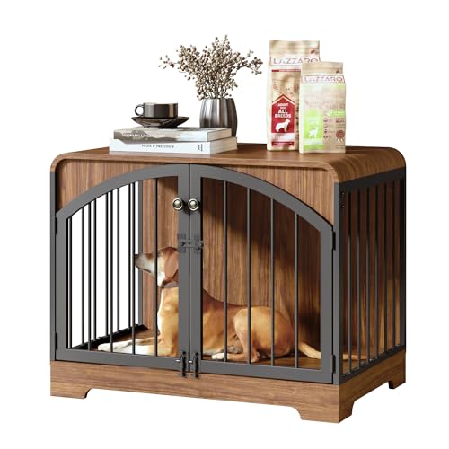 Farmhouse Wooden Dog Crate End Table for Small Dogs