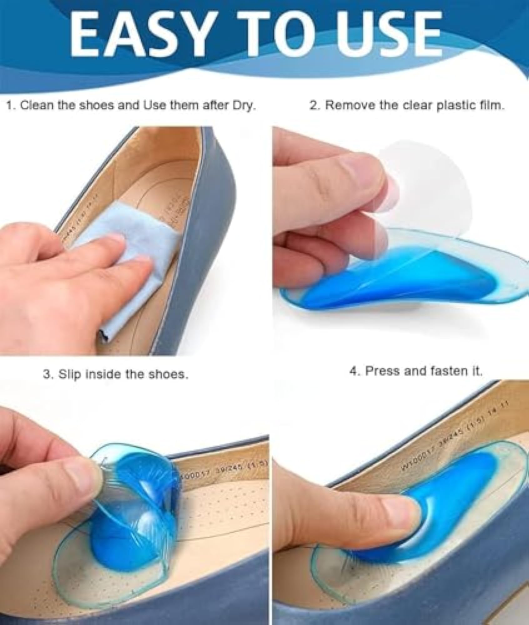 Silicone Gel Arch Support Insoles for Flat Feet, Unisex
