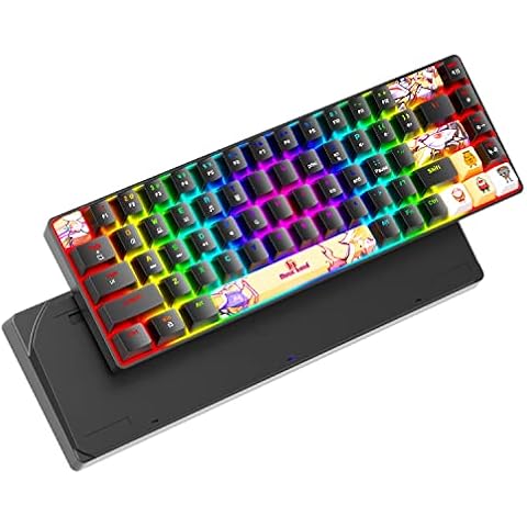 ZIYOU LANG Tragbare 60% Mechanische Gaming-Tastatur 18 Chroma RGB Hintergrundbeleuchtung ultrakompakter Mini-Kompakter 68-Keys-Farbstoff-Sublimation Anime PBT-Tastatur Cover