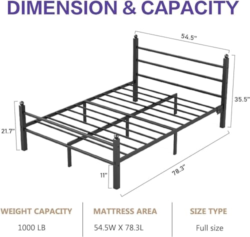 Heavy Duty Full Bed Frame with Charging Station