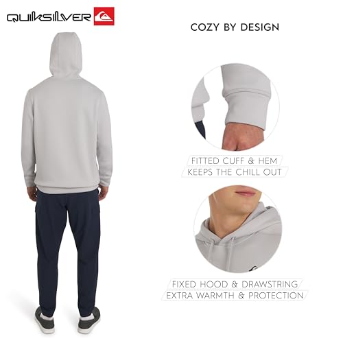 Quiksilver Men's Regular Fit Active Performance Heavyweight Jacquard Mesh and Polar Fleece Pullover Hoodie, Micro Chip, Small by Quiksilver - Image 4