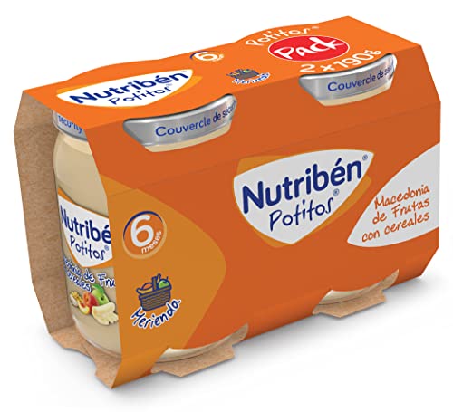Nutribén Potitos Macedonia De Frutas con Cereales Sin Gluten, 2 x 190g