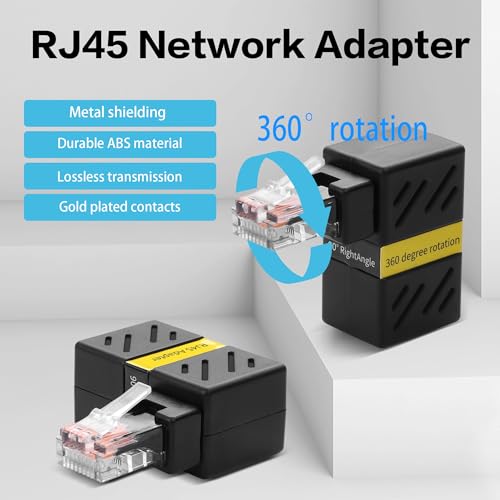 Adaptador Ethernet RJ45 Rotatorio 360° Cat5/Cat6 2 Pcs miniatura 2