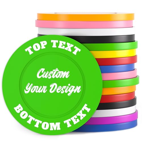 MANBATTLE 100 Custom Poker Chips, 37MM Bar Drink Token Chips Personalized Logo, Image or Text, Double Sided Full Color Print Custom Tokens for Bar, Party, Poker Games, Casino Night