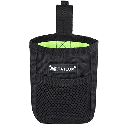 Qchomee Dog Treat Bags Pouch for Walking Training Puppy Treat Pouch Easy To Open Carry Belt Bag Dispenser,Small Waist Bag for Women Men Carry Dog Food Snack Treats Poop Bags Toys (Black)