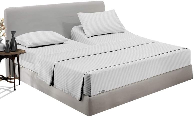 SGI bedding Juego de sábanas King de 39 pulgadas, 100% algodón egipcio, sábanas ajustables de 600 hilos, juego de sábanas de 4 piezas con bolsillo