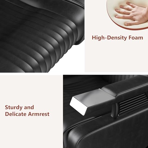 Image of Shampoo Bowl and Chair Set for Salon,Backwash Chair with Adjustable Tilting Porcelain Sink, Salon Hair Washing Station with Ceramic Shampoo Bowl Neck Rest