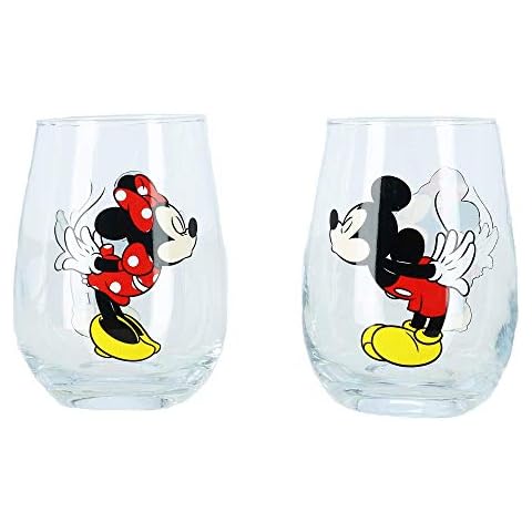 Disney Mickey y Minnie Kissing 14,5 oz copa de vino Conjunto De 2 Cover