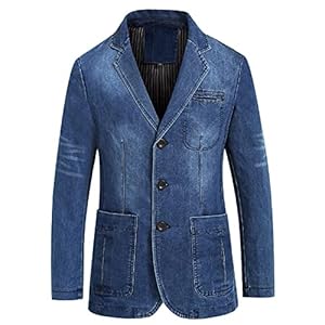 Dinnesis Jeansjack voor heren, denim kostuumjack, vintage blazer, vrijetijdsjas, katoen, jeanssakko, cowboy pak, regular fit, omslagkraag, cargo-jack, sweatjack, colbert