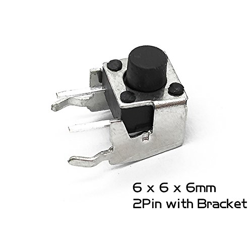 100Pcs Tactile Switch 6x6x6mm 2Pin DIP Through Hole Tact Pushbutton Switch with Bracket Side Actuator Micro Touch Switch Momentary Right Angle