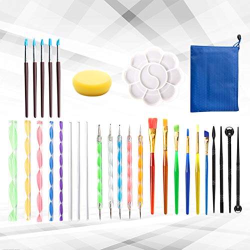 Toyvian 30 Pcs Mandala Dotting Tools Set Caneta Dotting Tools Brushes Mandala Stencil Ball Paint Tra