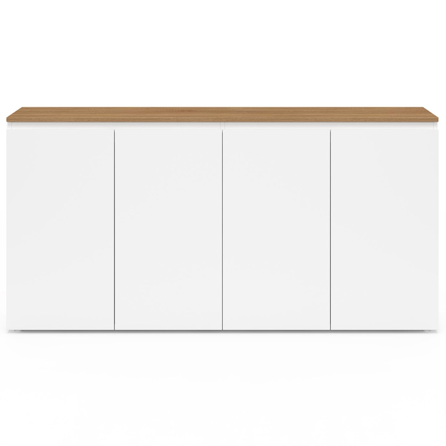 IDMarket - Aparador de 160 cm Toby 4 puertas blanco y bandeja madera