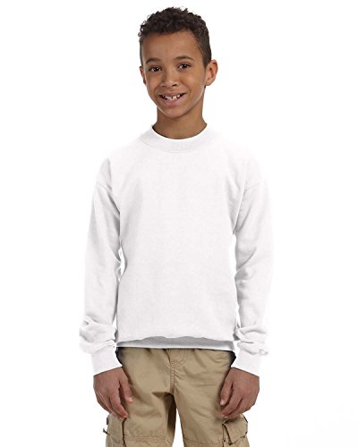 Gildan Boys Heavy Blend Crewneck Sweatshirt, Medium, White2