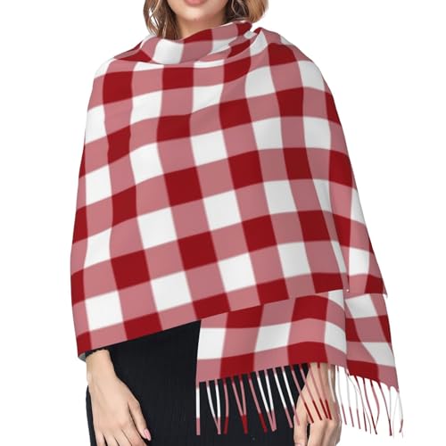 Classic Red And White Checkered Gingham Pattern Cashmere Fringe Scarf Autumn And Winter Silk Scarves Are Super Warm And Soft - Fashion Accessory Ideal Gift4