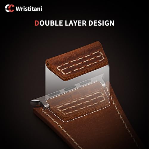 Image of Wristitani Genuine Leather Strap Compatible With Apple Watch