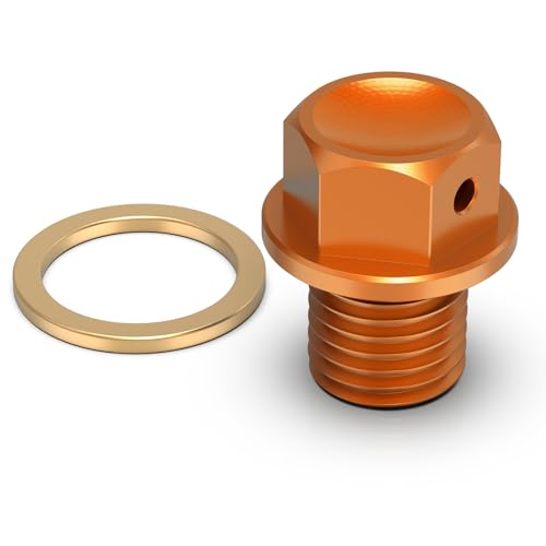 Image of NICECNC M12 x P1.5 Magnetic Drain Plug, Orange | Compatible with KTM 125-530 SX /SX-F /EXC /EXC-F /EXC-R /XC /XC-W /XC-F 2000-2023