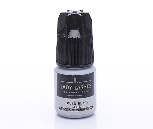 Eyelash extension glue - POWER BLACK GLUE Lady Lashes - Individual lash glue 3g - Strong eyelash glue quick drying 0.5 seconds - Eyelash adhesive
